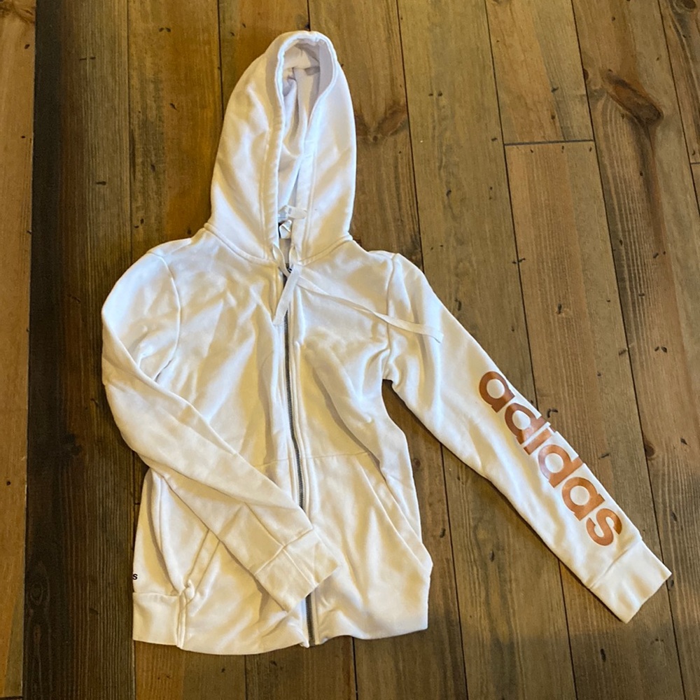 Adidas white zip up jacket